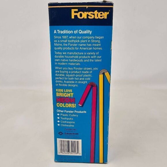 VINTAGE 1998 DIAMOND FORSTER 100 FLEXIBLE NEON PLASTIC STRAWS PARTY NOS BENDY - Picture 4 of 4